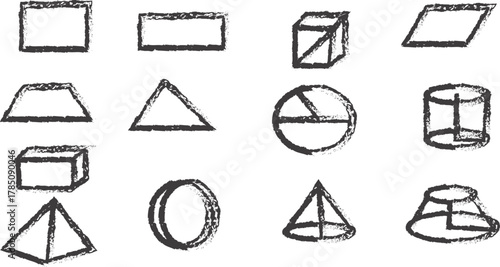 "Collection of Colorful Basic 2D and 3D Geometric Shapes for Education and Mathematical Learning Vector Illustration"