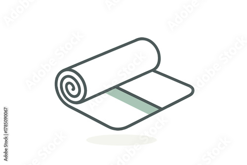 Isometric icon of partially unrolled yoga or exercise mat