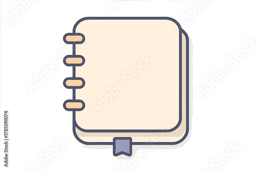 Blank spiral bound notebook with ribbon bookmark icon design