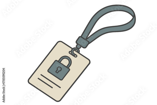 Secure access badge with padlock icon and neck strap