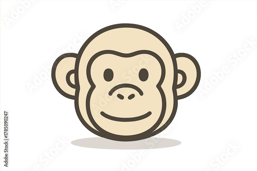Simple cartoon monkey face icon with thick outline and soft shading