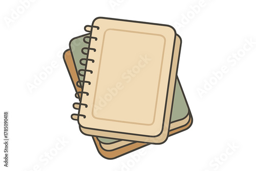 Stack of spiral bound notebooks with beige and muted covers