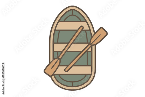 Rowboat with crossed oars icon in muted retro colors