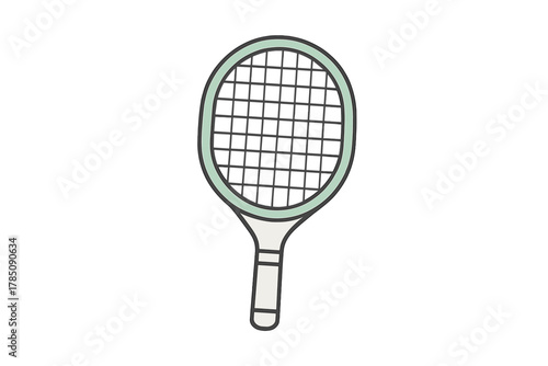 Minimalist tennis racket with light green frame and strings