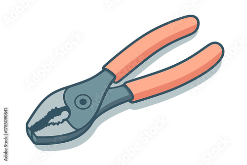 Combination pliers with orange insulated handles isolated on white background