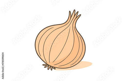 Single yellow onion bulb with simple outline and shading