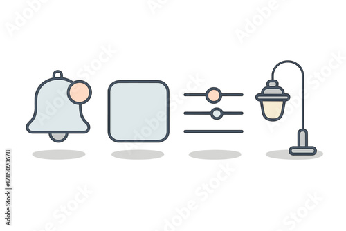 Outline style icons for notification settings and street lamp interface elements