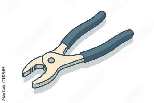 Adjustable pliers tool with insulated handles isolated on white background