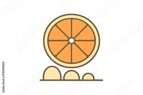 Stylized orange citrus fruit slice icon with internal segments
