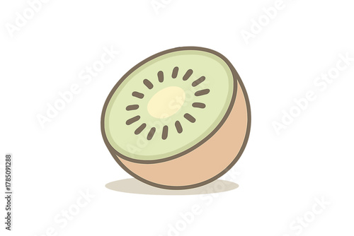Simple cross section of a kiwi fruit in outline style