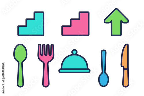 Vibrant collection of dining and growth concept symbols