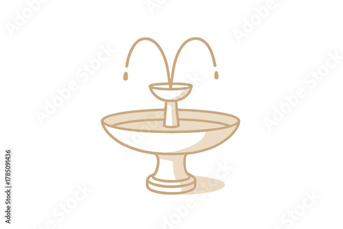 Simple tiered garden water fountain icon with splashing water streams