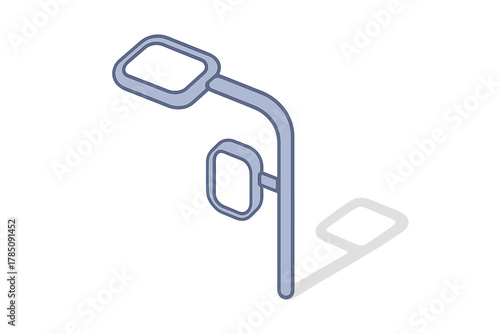 Isometric modern street lamp with dual light fixtures