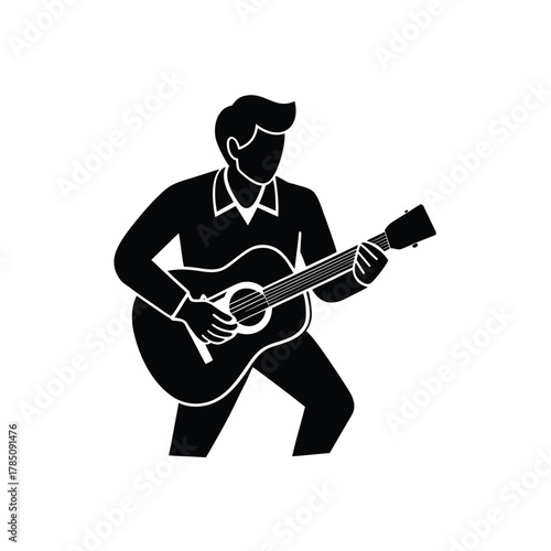 Guitar Player Silhouette Isolated Vector Illustration Design Graphic Image