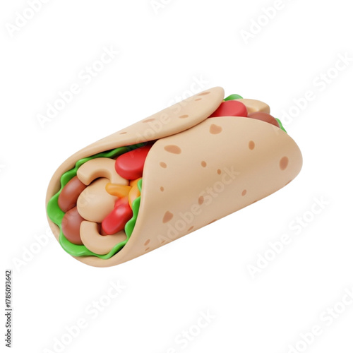 Delicious 3D Render of a Freshly Made Taco A Mouthwatering Culinary Illustration
