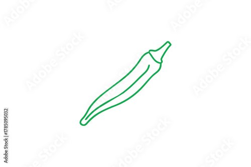 Fresh Green Okra Outline Icon Healthy Vegetable Food Ingredient Symbol Vector Illustration Isolated White Background
