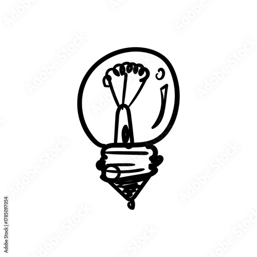 Abstract Hand-Drawn Sketchy Light Bulb Symbolizing Innovative Ideas and Creative Solutions for Business