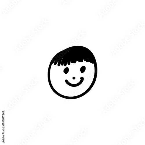 Simple Hand-Drawn Smiling Face Illustration on White Background Capturing a Joyful and Cheerful Expression