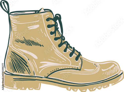 Brown Lace-Up Boots Vector Illustration