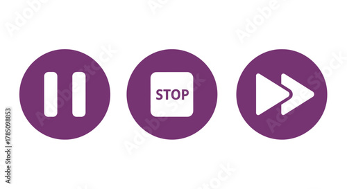 media control icons showing pause stop and play buttons, vector illustration Isolated on white background