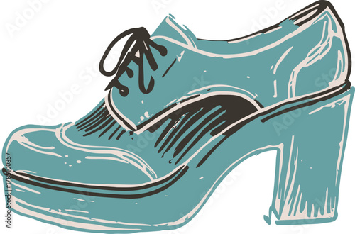Teal Platform Heels Vector Illustration