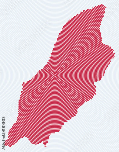 Isle of Man shape rings. Country map formed by stacked circles. Isle of Man boundary shape design. Elegant vector illustration.