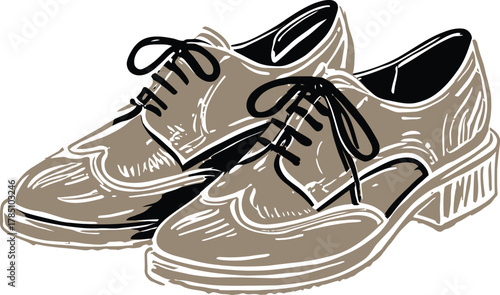 Oxford Shoes Pair Ink Sketch Vector