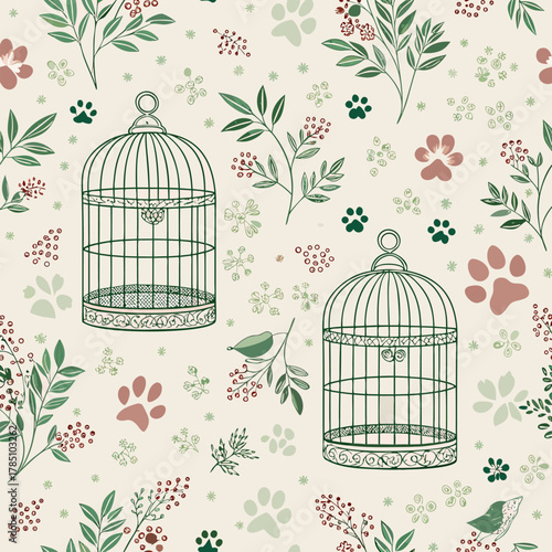 vintage birdcage with flowers