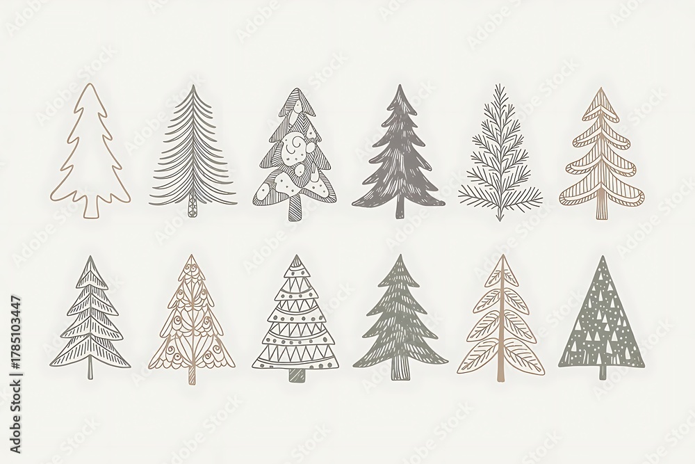 Obraz premium Collection of christmas tree ornaments isolated on white background, top view