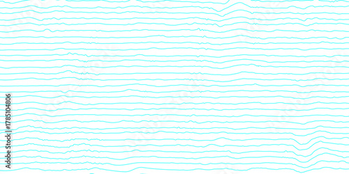 Abstract repeating wavy lines in cyan colors on smooth curve disserted groovy wrinkle line seamless pattern vector white background, minimal illustration design line art geometric isolated design.