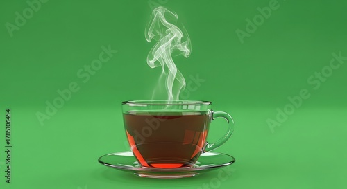 Steaming cup of hot tea offers comforting warmth and relaxation in a serene setting