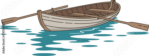 Rowboat illustration vector graphic: download wooden boat clip art for free design needs