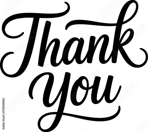 Elegant script font spelling out 'Thank you' in black on a white background.