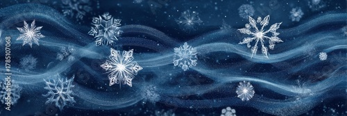 Snowflakes and swirling cold winter air background
