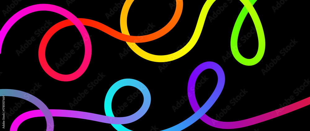 Naklejka premium Abstract Color Line Waves. Vector Curve Gradient Background. Rainbow Flow Pattern