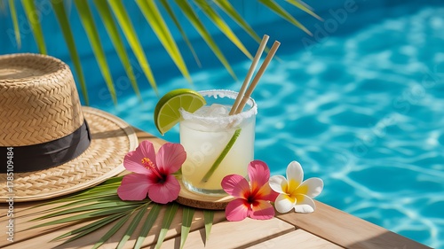 Margarita cocktail by the pool