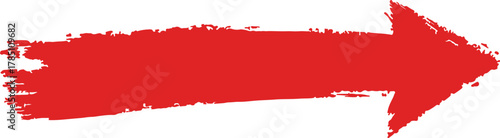 Bold black brushstroke arrow pointing directly to a focal point representing direction focus and decision making in a graphic design