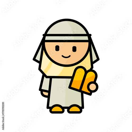 Moses with ten commandments cartoon vector illustraton