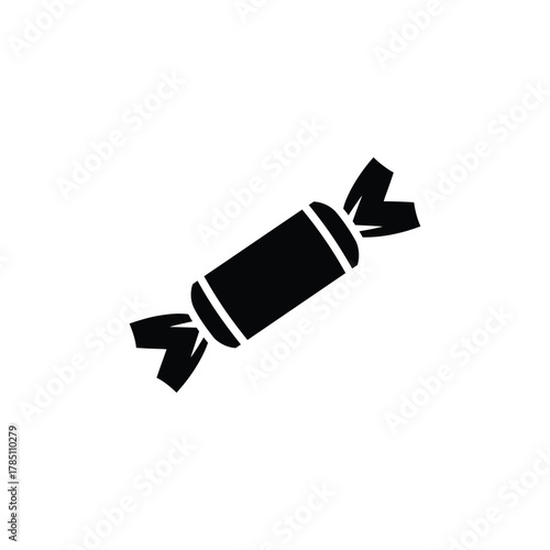 Black silhouette of a wrapped candy isolated on transparent background