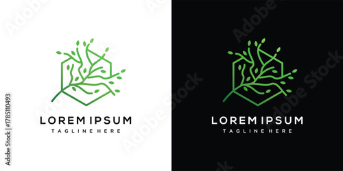 Tree vector logo design.Natural Vector Tree Logo.