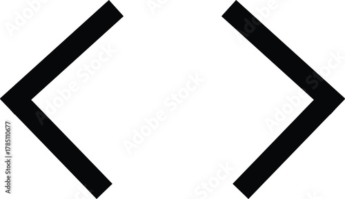 Black angle brackets pointing left and right isolated on white background
