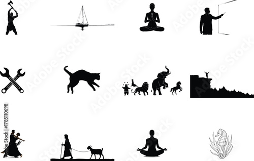 Diverse Silhouettes Collection boat sailing