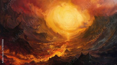 Io lava vents abstracted into glowing brushstrokes