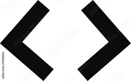 Black angle brackets pointing in opposite directions