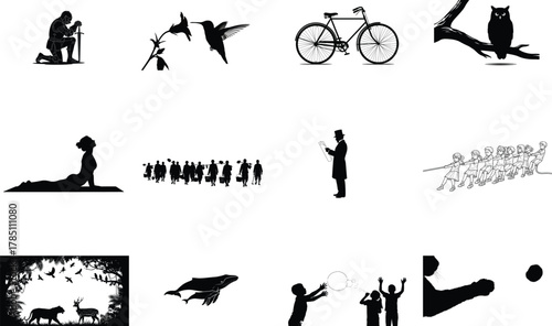 Knight yoga bicycle owl workers reading tugboat animals whales children cat