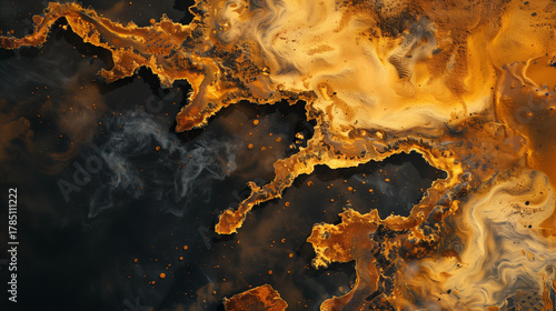 Io lava vents abstracted into glowing brushstrokes