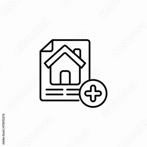 document house add icon sign vector