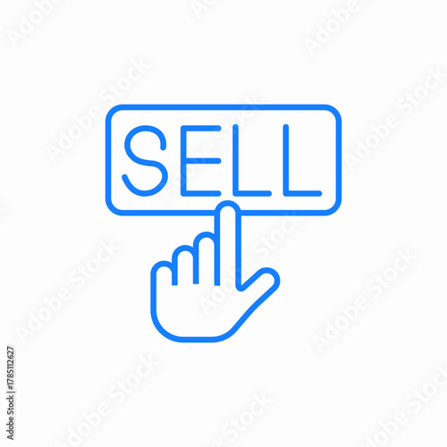 handclick sell blue icon sign vector