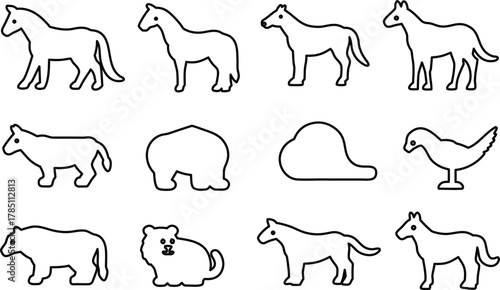 Collection of various animal silhouettes, perfect for zoology and nature designs