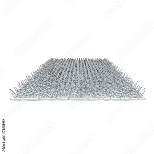 Effective bird repellent spikes detering pigeons from landing, a humane solution for protecting property, anti roosting device, originally vector graphic